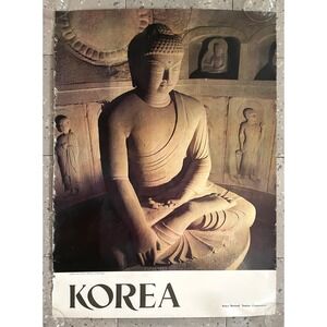 Vintage Korea Poster National Tourism Corporation 36x24 Sokkuram Grotto 1981